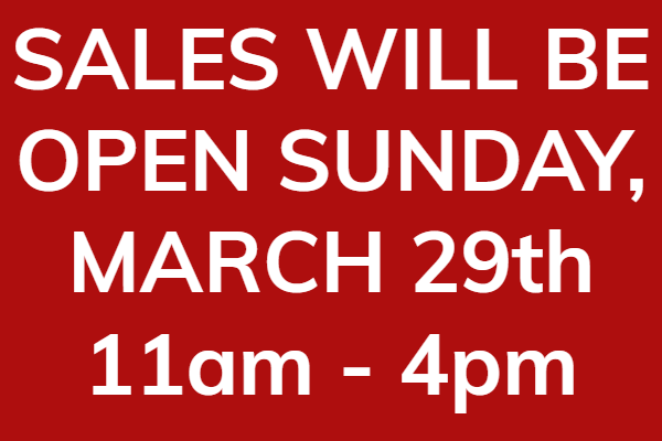 Sales team open on Sunday 11am to 4pm