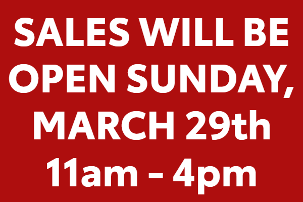 Sales team open on Sunday 11am to 4pm